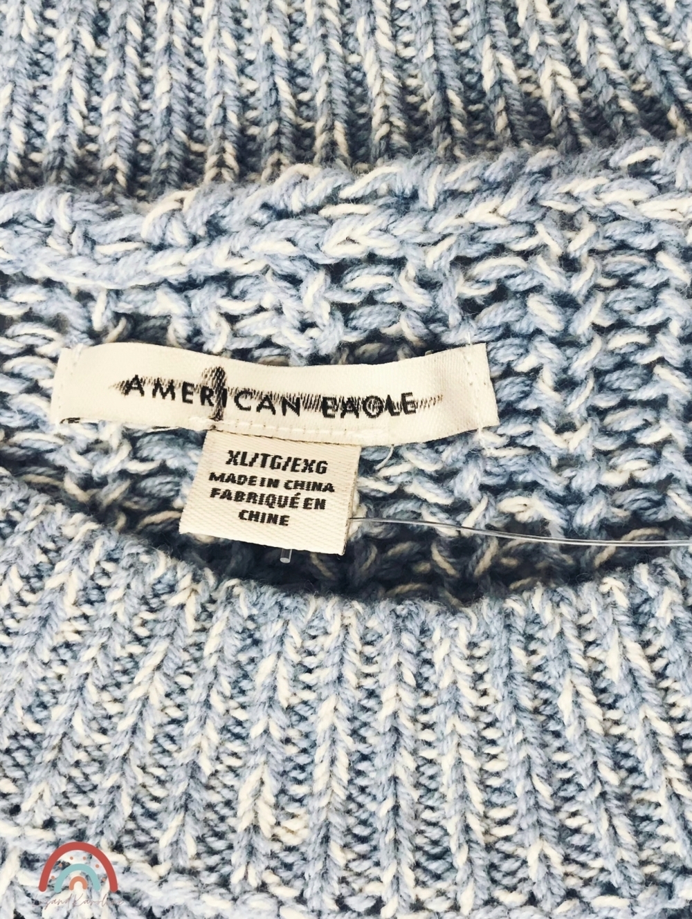 New! American Eagle Chunky Knit Oversized Longline Lattice Cozy Crewneck Sweater - Picture 9 of 10